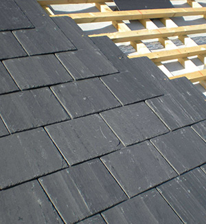 Part way through a slate roof in Rotherham